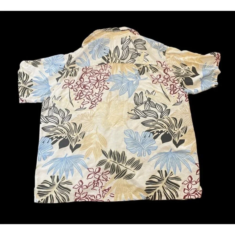 Cubavera Hawaiian Shirt White w/ Flowers  Button Up Short Sleeve Mens Sz XL - Picture 4 of 5